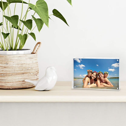 Americanflat 4x6 Acrylic Picture Frame - Double Sided Frames with Magnetic Corners - Transparent Acrylic Frames for Desk or Tabletop Display - 4x6 Picture Frame with Microfiber Cloth Included