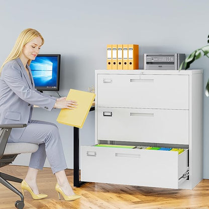 3 Drawer File Cabinets for Home Office, Metal Filing Cabinet - Image 2