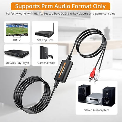 Neoteck 192kHz DAC Converter 5.9ft/1.8m Optical to RCA Cable SPDIF to RCA - Image 4
