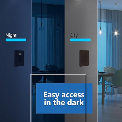 LIDER Minimalist Design Matte Finish Lighted Decorator Switch, Frameless Paddle - Image 7