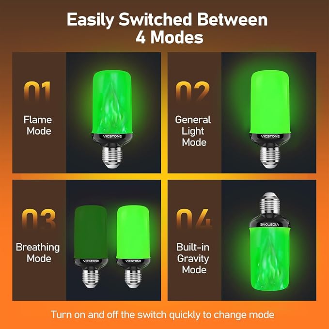 Vicstone Upgraded LED Flame Light Bulbs Christmas Decorations, 4-Mode - Image 5