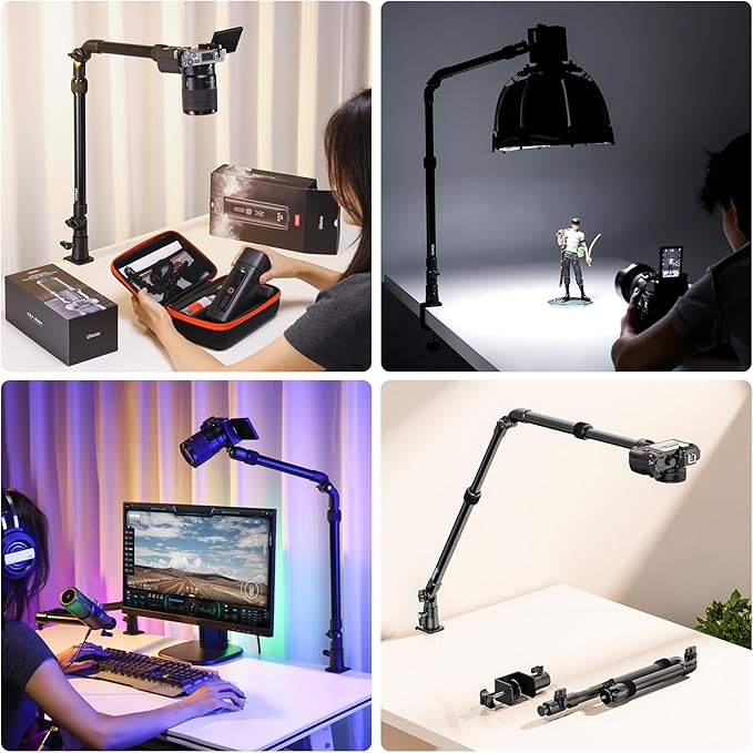 ULANZI ZJ02 Camera Desk Mount Overhead Magic Arm, 98cm/38.6inch Aluminum - Image 2