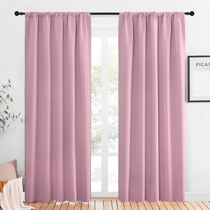 NICETOWN Window Curtains Blackout Drapes, Rouge Pink, 1 Pair, 52 by 84-Inch by NICETOWN
