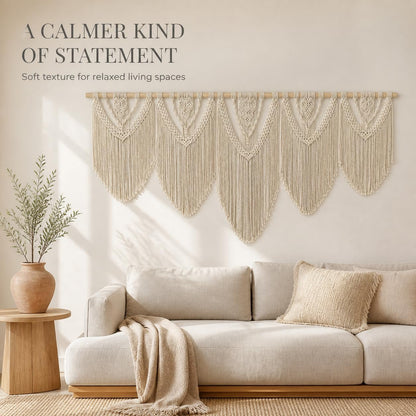 oiikain Large Macrame Wall Hanging Tapestry Boho Woven Wall Decor,rhombus 5 | Handmade Natural Rope Woven Design 71"x32" Large Size For Bedroom Living Room Nursery Wedding And Bohemian Home Decor