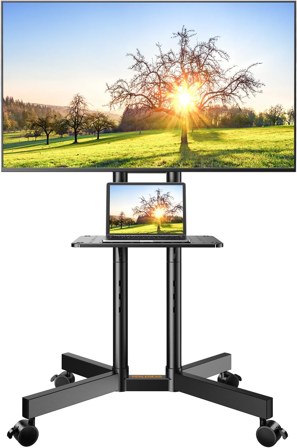 perlegear rolling tv stand, mobile tv stand with, main product view