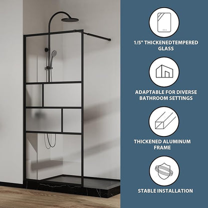 Goodyo 34” X 72” Shower Door Tempered Glass Framed Shower Screen Panel - Image 2