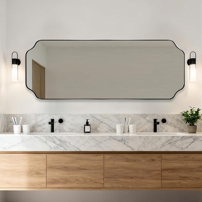 ANDY STAR 18" x 48" Full Length Mirror, Large Black Scalloped Bathroom Mirror - Image 3