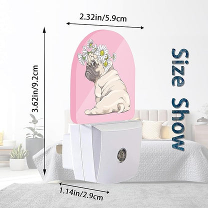 Axxitude Puppy Pug Chamomile Flowers Night Lights Plug into Wall - Image 3