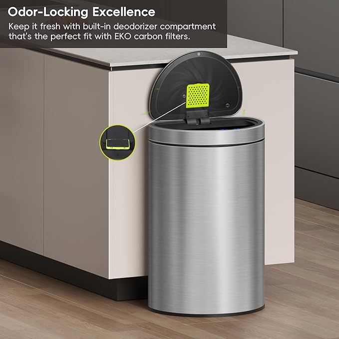 EKO Mirage Semi-Round Motion Sensor Trash Can, 47 Liter / 12.4 Gallon Automatic - Image 8