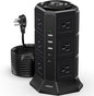 Surge Protector Power Strip Tower, 10FT Ultra Flat Extension Cord by NVEESHOX