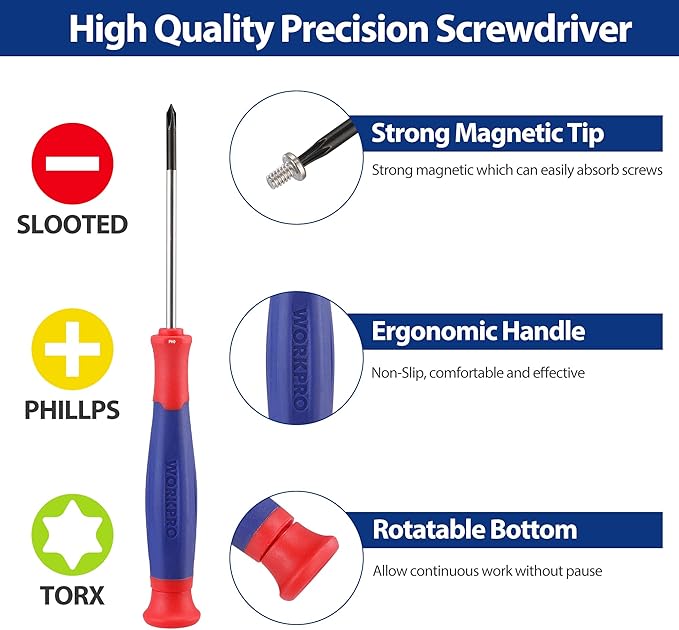 WORKPRO 33PCS Precision Repair Tool Set Includes Pliers Set, Screwdrivers Set - Image 4