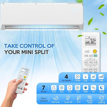 18000 BTU Mini Split Air Conditioner ＆ Heat Pump, 230V Wall Mount Ductless - Image 2