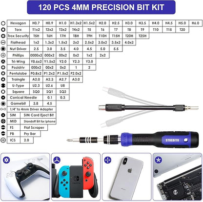 STREBITO Precision Screwdriver Set 191-Piece Multi-Bit Screwdriver 1/4 Inch Nut - Image 3