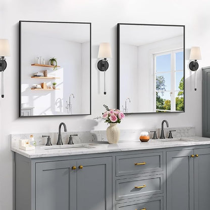 Black Bathroom Mirror for Wall, 24x32 Inch Rectangle Mirror - Image 3