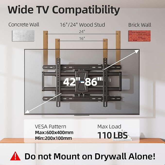 USX STAR Full Motion TV Wall Mount 24 inch Studs - Image 2