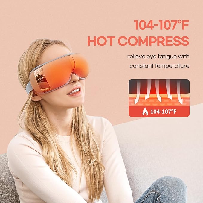 HubiCare Eye Massager with Heat, and Music Helps Relieve Strain, Dark Circles - Image 3