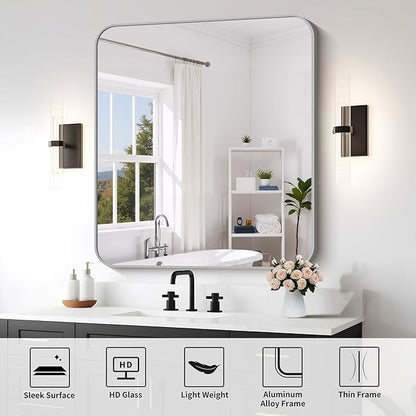 FORBATH 40x36 Inch Silver Bathroom Mirror - Image 6