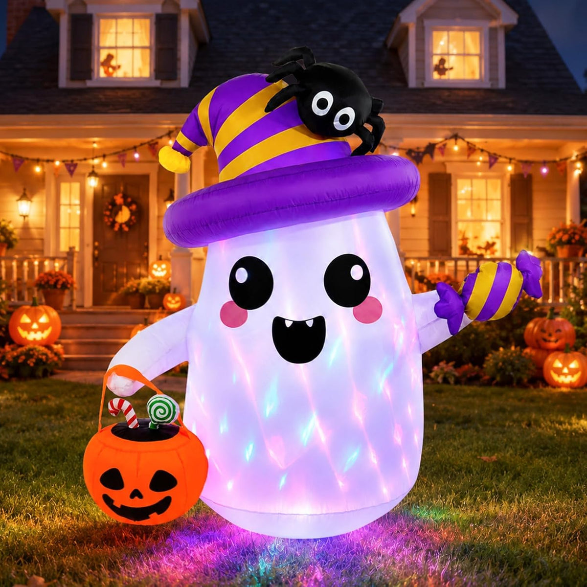 Halloween Inflatables Outdoor Decorations, 5FT Ghost Blow Up Yard Décor
