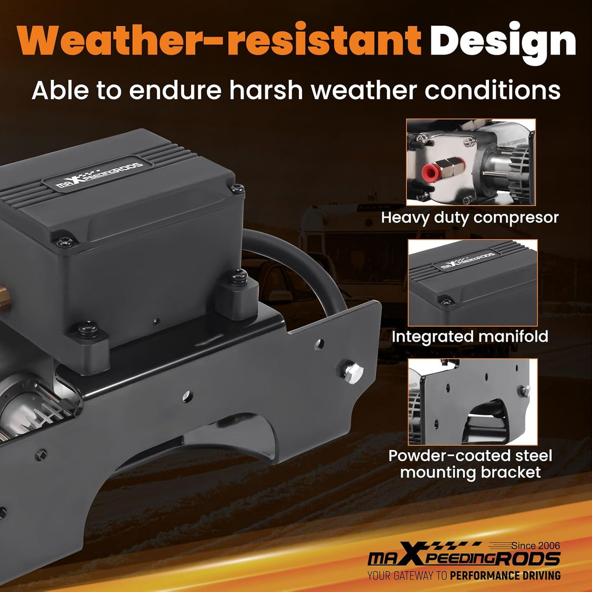 maxpeedingrods wireless on board air compressor system app showing dimensions