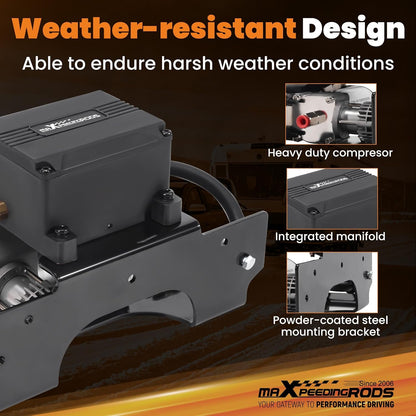 maxpeedingrods wireless on board air compressor system app showing dimensions