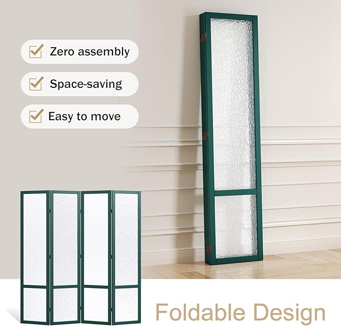 Acrylic Room Divider, 4-Panel Freestanding Partition Screen, Frosted - Image 4