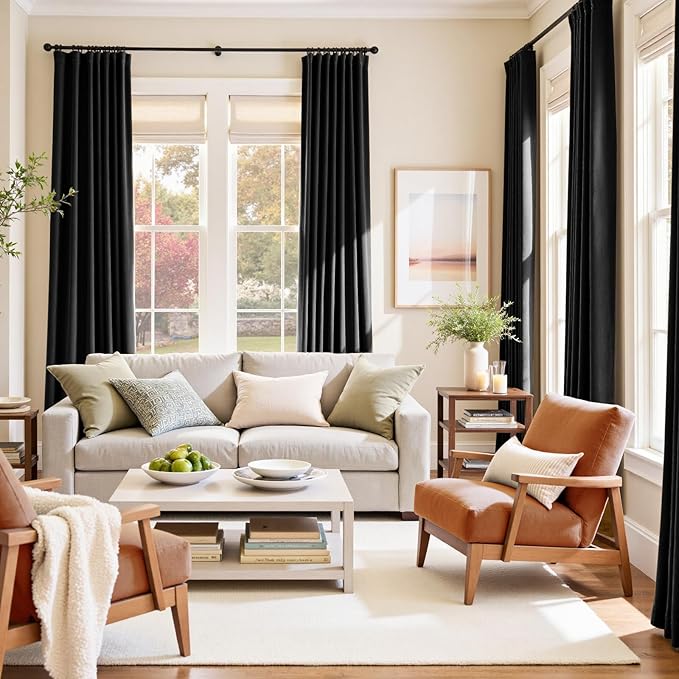 Lazzzy Velvet Blackout Extra Long Curtains Thermal Insulated Room Window Drapes - Image 9