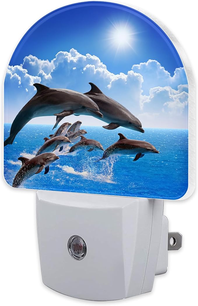 sndheke Jumping Dolphins Night Light Plug into Wall, 0.5w Energy Saving Sleep by sndheke