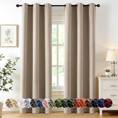 MIULEE Taupe Blackout Curtains for Bedroom Living Room 84 Inches Long 2 Panels by MIULEE