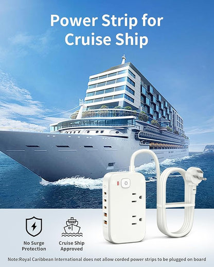 KWRNVO 5FT Portable USB C Power Strip Surge Protector PD 20W Flat Wall Plug - Image 9