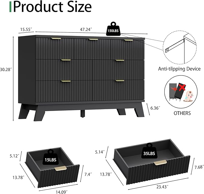 Xixini Fluted Dresser for Bedroom - Image 2