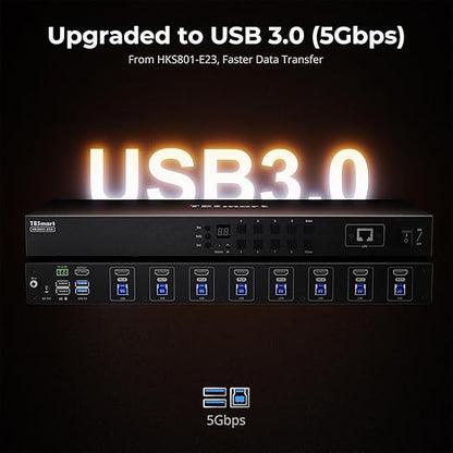 TESmart USB 3.0 HDMI KVM Switch 8 Port 4K@60Hz, 8X1 Rackmount KVM - Image 5