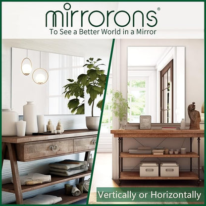 Mirrorons Frameless Wall Mirror 18" x 24", Modern Rectangle Bathroom Mirrors - Image 6