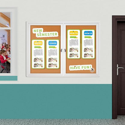 Lockable Outdoor Enclosed Bulletin Board, Weatherproof Cork Noticeboard - Image 8