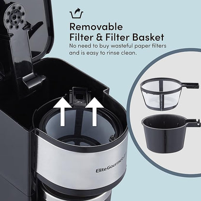 Elite Gourmet EHC-112B Personal Single-Serve Compact Coffee Maker Brewer - Image 5