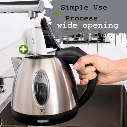 Moss & Stone 1.2L Stainless Steel Small Electric Kettle, Cordless 1500w Fast - Image 5