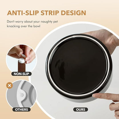 Ceramic 8.2inch Raised Double Dog Bowls Set - Image 3