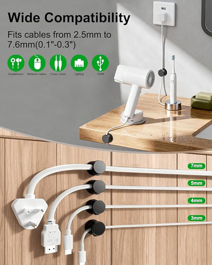 OneLeaf 8 Pack 360° Rotatable Strong Magnetic Cable Clips Cord Holder - Image 6