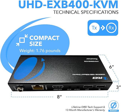 OREI 4K@60Hz KVM HDMI Extender Over Ethernet PoC Single HDBaseT - Image 5