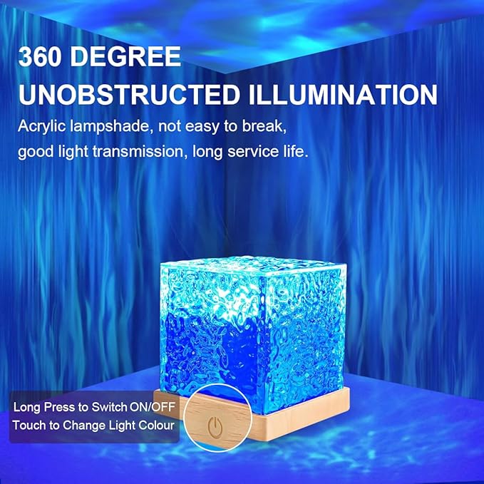 ACENZ Ocean Wave Projector Light, 16 Colors Ocean Lamp Water Ripple Cube Night - Image 2