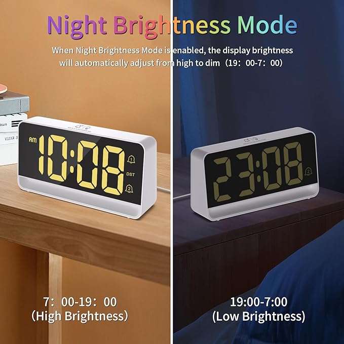 Alarm Clocks for Bedrooms, Digital Bedside Clock - Image 6