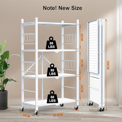 Himix Storage Shelves with 20 Hooks, 4-Tier Foldable Shelves - Image 3