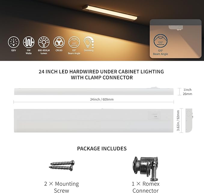ZAGO 24 Inch Hardwired Under Cabinet Lighting - Image 2