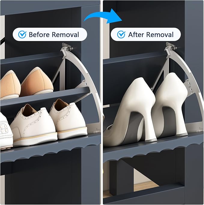 Shoe Cabinet Storage for Entryway, Fluted Shoe Cabinet - Image 5