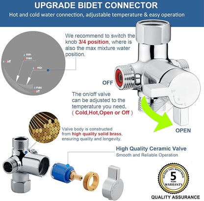 SonTiy Hot and Cold Bidet Mixing Valve Kit, Upgrade Brass 4 Way Warm Bidet - Image 4