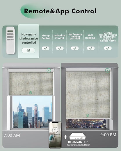 Yoolax Motorized Blinds with Remote, Light Filtering Remote Shades - Image 4