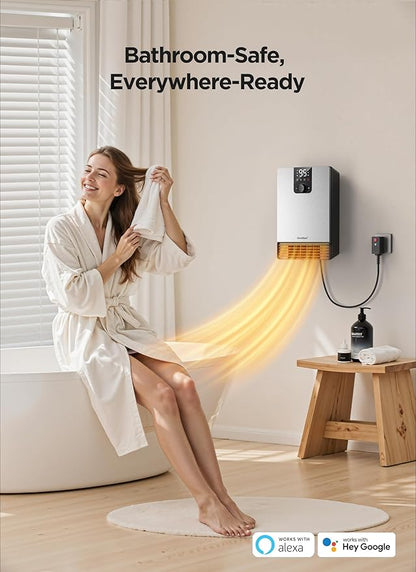 Wall Heater for Bathroom, 1500W Fast Heating Electric Space Heater - Image 3