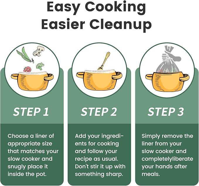 KOOC Slow Cooker Liners 11"x17" 10 count Middle Size Disposable Plastic Bags - Image 4