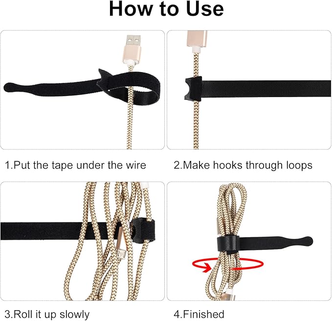 OneLeaf 110PCS Reusable Cable Ties, Adjustable 8-inch Cord Organizer Ties - Image 8