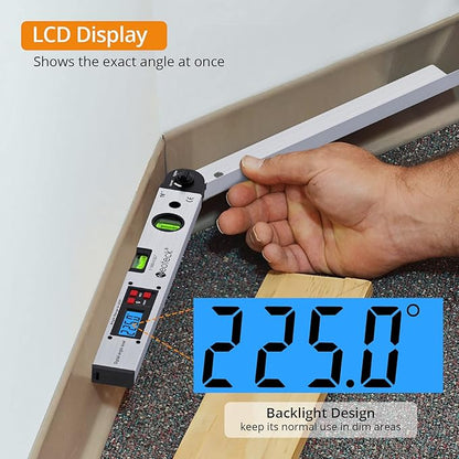 Neoteck Aluminum Digital Angle Finder Protractor 225° 16 inch Backlit LCD - Image 4