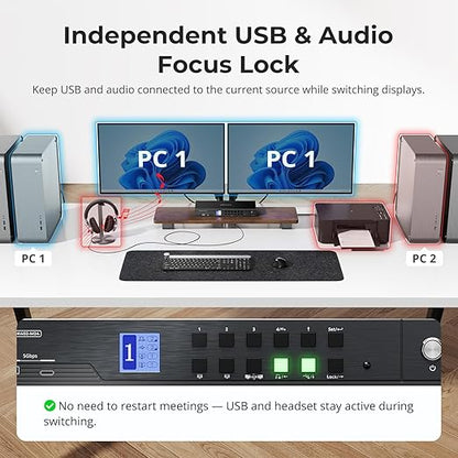 TESmart 4K@144Hz Displayport+HDMI KVM Switch 2 Monitors 4 Computers, HDMI 2.1 & - Image 8